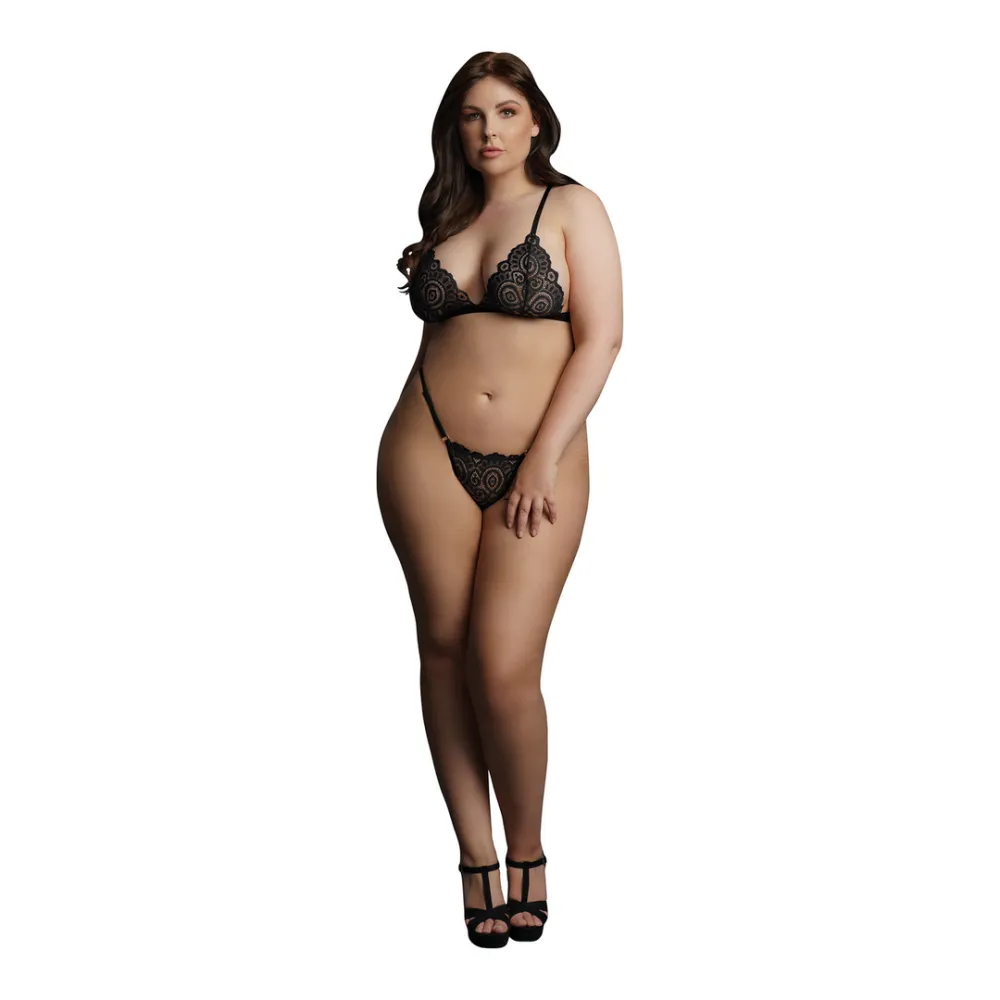 Le Désir by Shots Magic Lace Velvet Lingerie Set - Plus Size