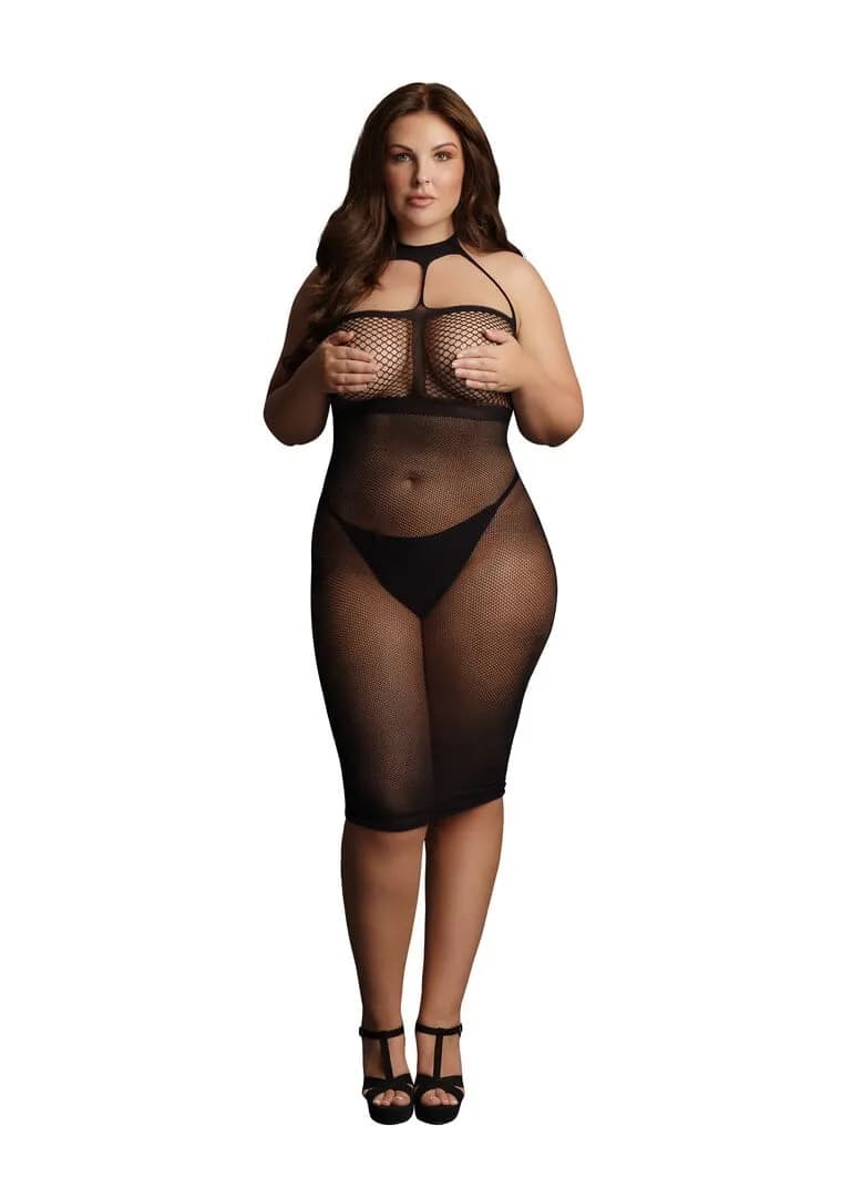 Le Désir by Shots Hoge Hals Jurk - Plus Size