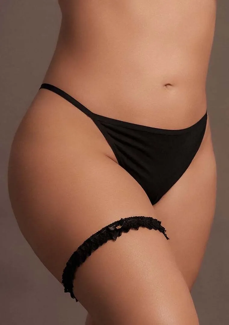 Le Désir by Shots Noel - Elastische Kanten Garter met Gouden Details - Plus Size