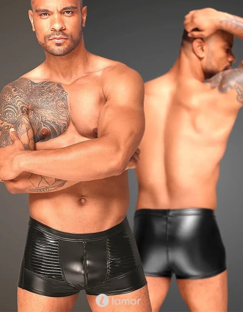 Wetlook heren short met PVC delen