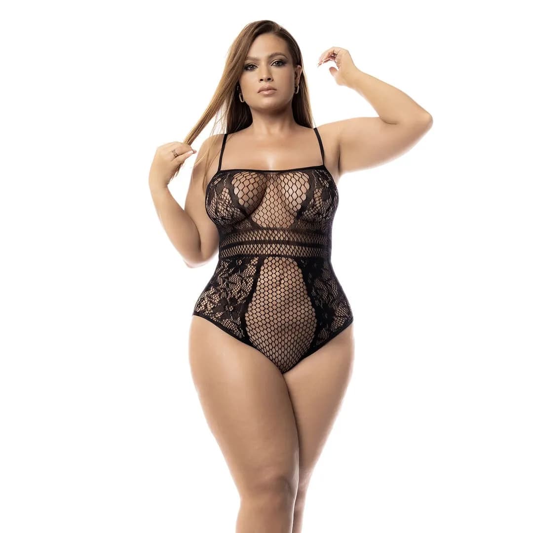 Mapalé Visnet Bodysuit - Koning Maat - Zwart