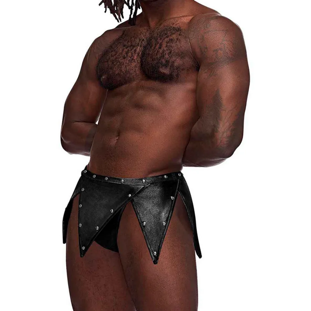 Male Power Eros - Gladiator Kilt Ontwerp met een Bevestigde Thong - L/XL - Zwart