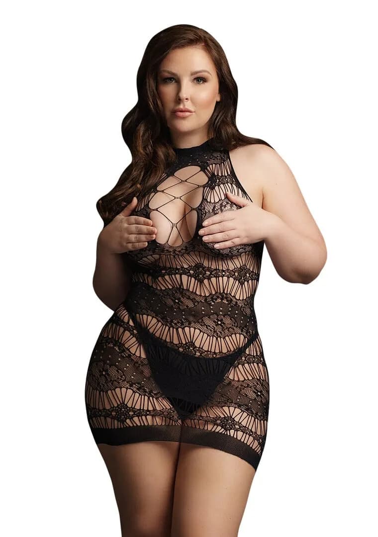 Le Désir by Shots Criss Cross Neck Mini Dress - Plus Size