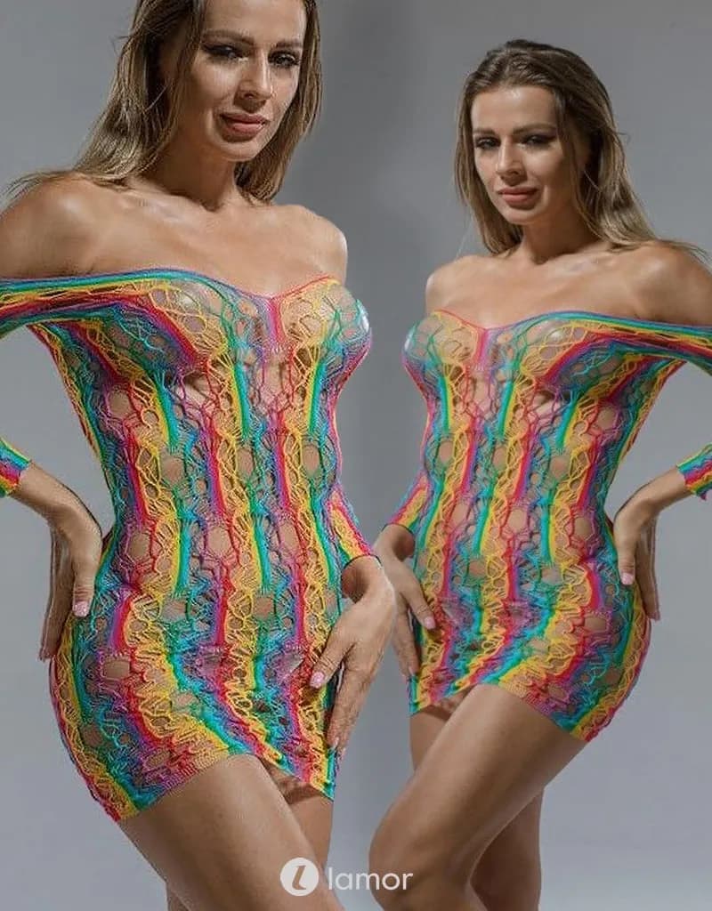 Rainbow Off Shoulder netjurkje