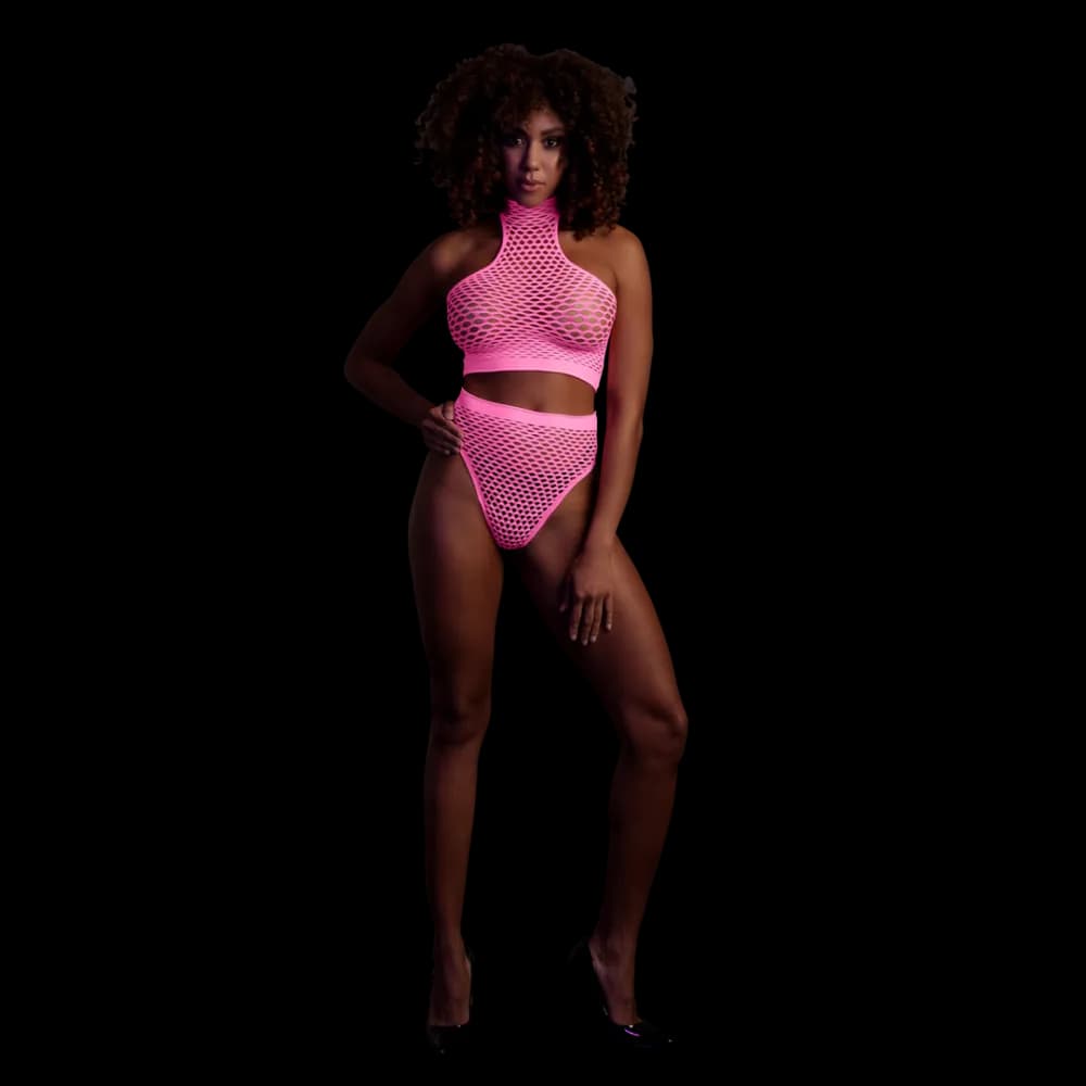 Ouch! by Shots Turtle Neck en High Waist Slip - One Size - Neon Roze