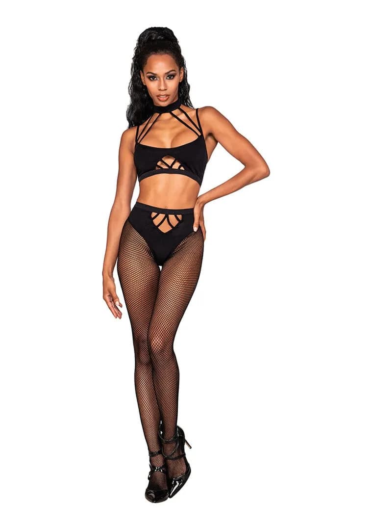 Dreamgirl Strappy Bralette/ Pantyhoseset - Één maat