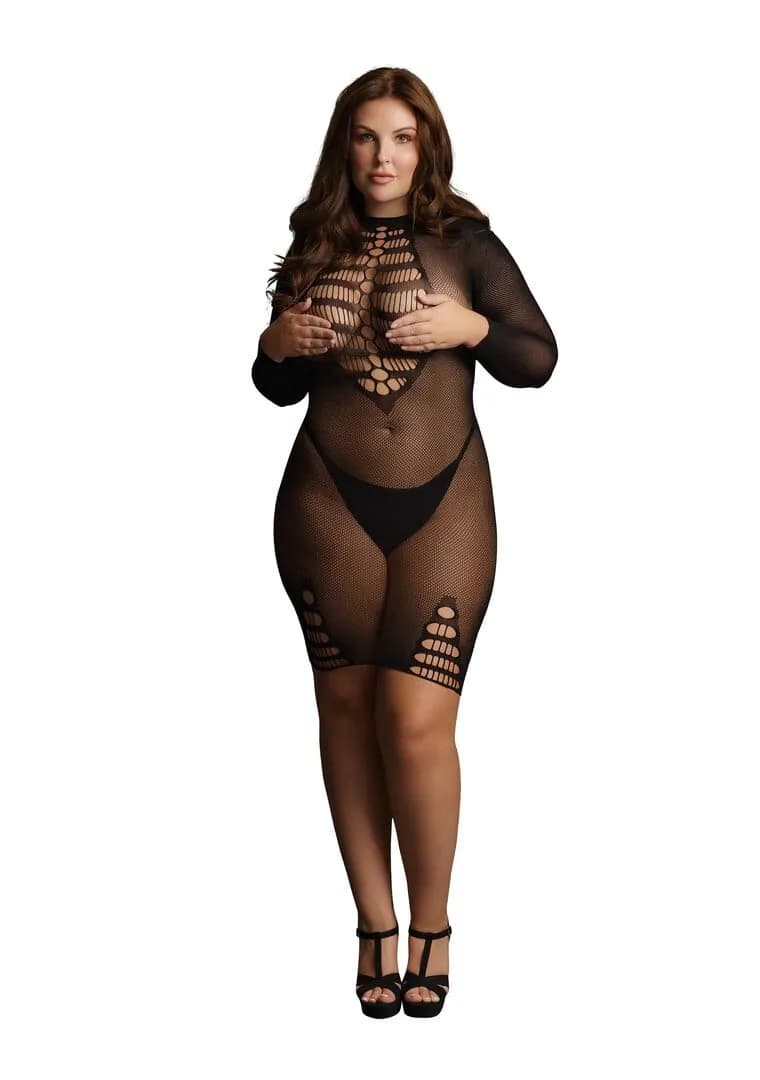 Le Désir by Shots Langemouw Fishnet Jurk - Plus Size