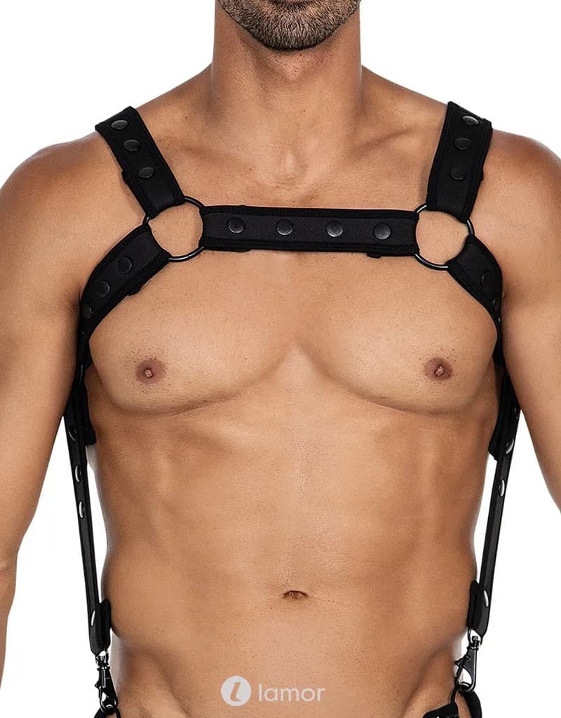 Zwart Neopreen Borstharnas05