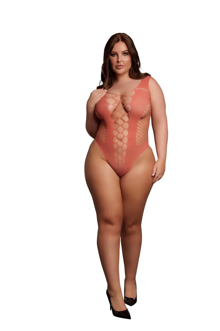 Le Désir by Shots V-hals Teddy met Opaque Panels - Koninginmaat