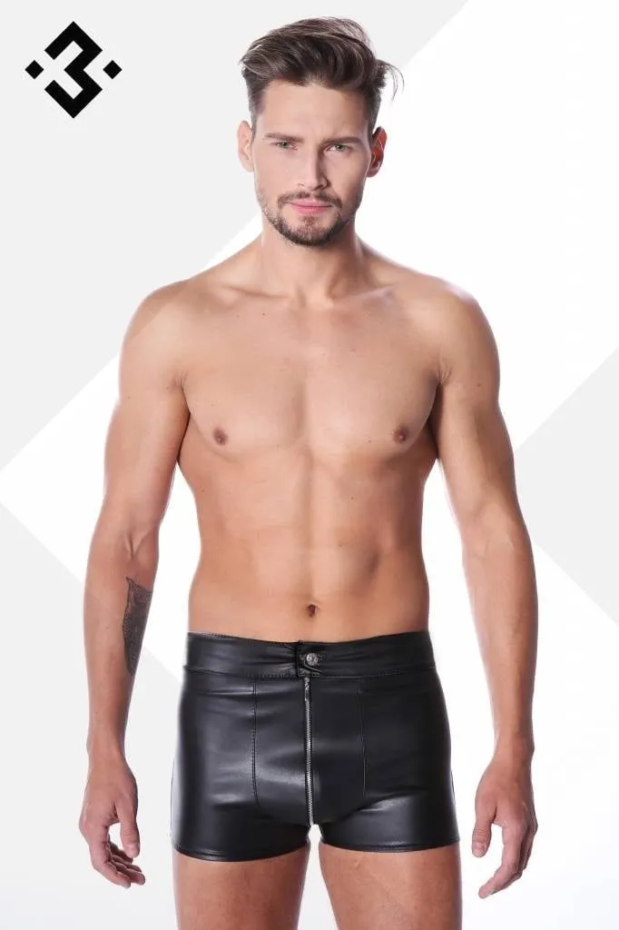 Zwart leren Short met rits aan voorzijde (XS)