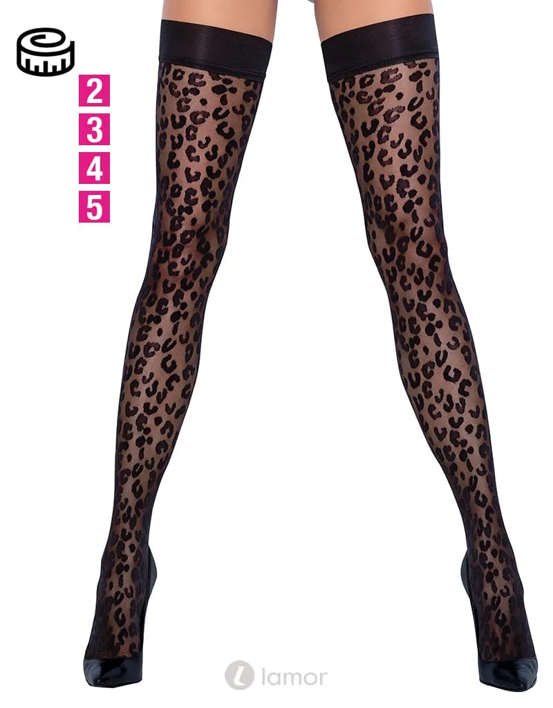 Halterloze kousen in panterprint, CC 2520656