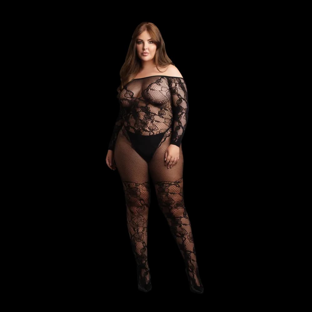 Le Désir by Shots Bodystocking met Off-Shoulder Lange Mouwen - OSX - Zwart