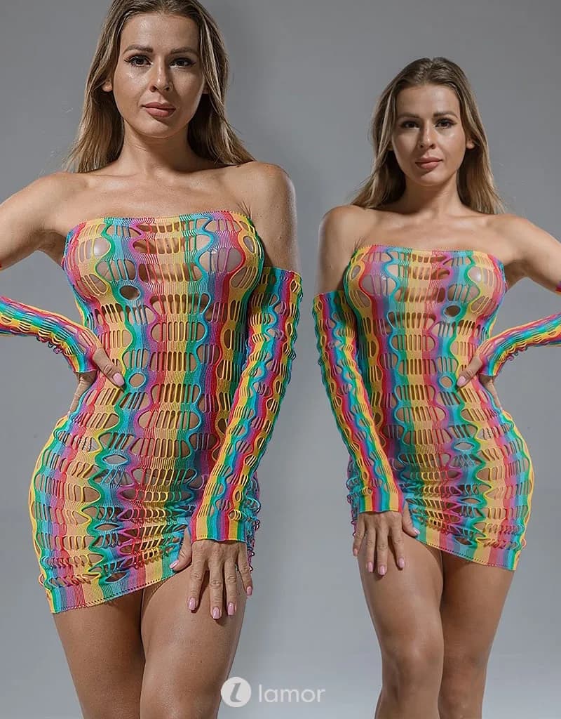 Rainbow strapless netjurkje