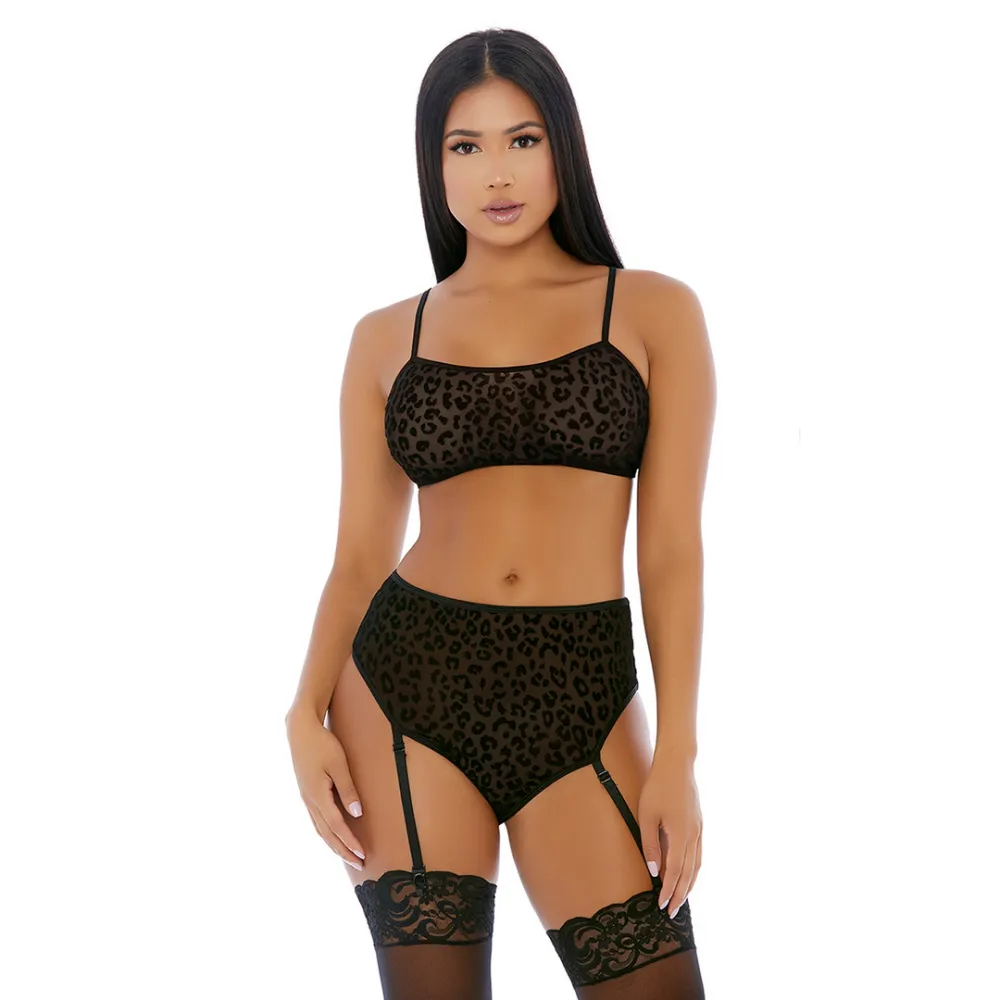 Forplay Lustful Leopard - Cami Lingerie Set - M