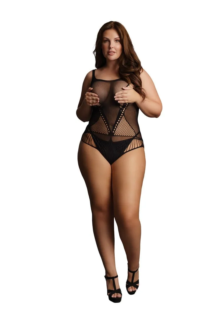 Le Désir by Shots Contrast Net Teddy - Plus Size