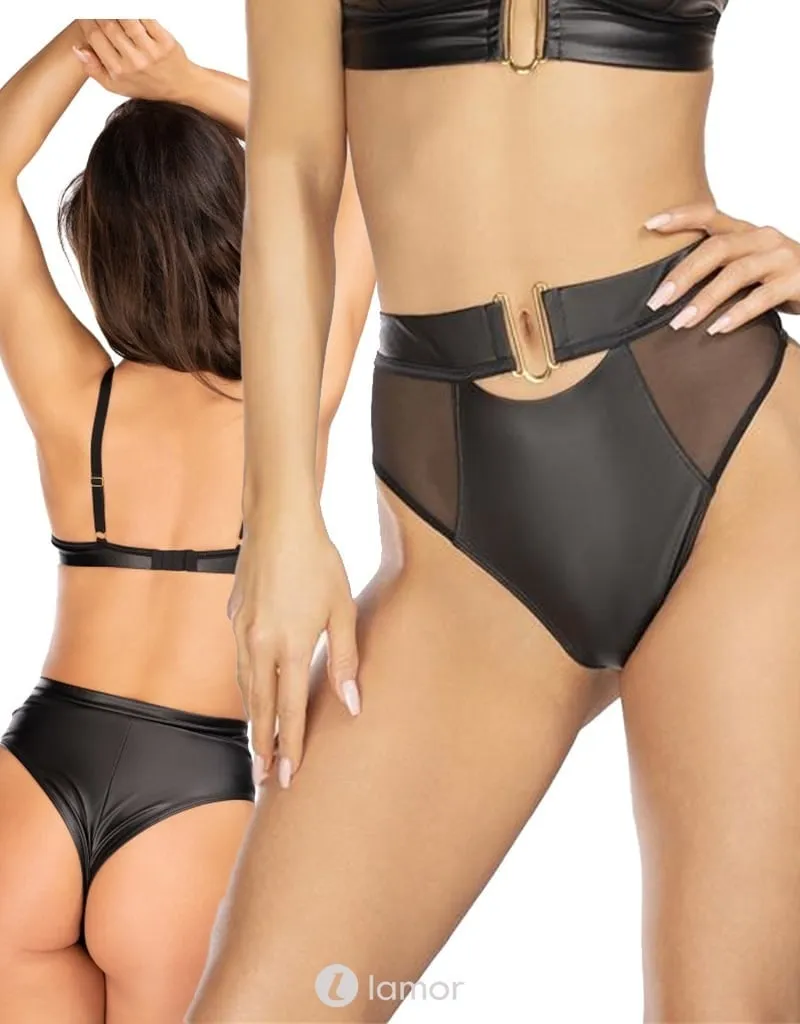 Lederlook hoge taille String