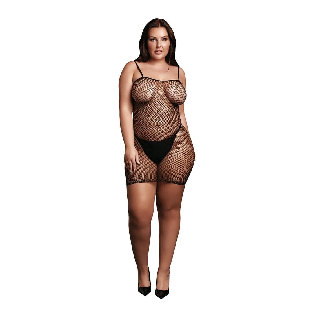Le Désir by Shots Korte Jurk Visnet en Spaghetti Bandjes - OSX - Zwart