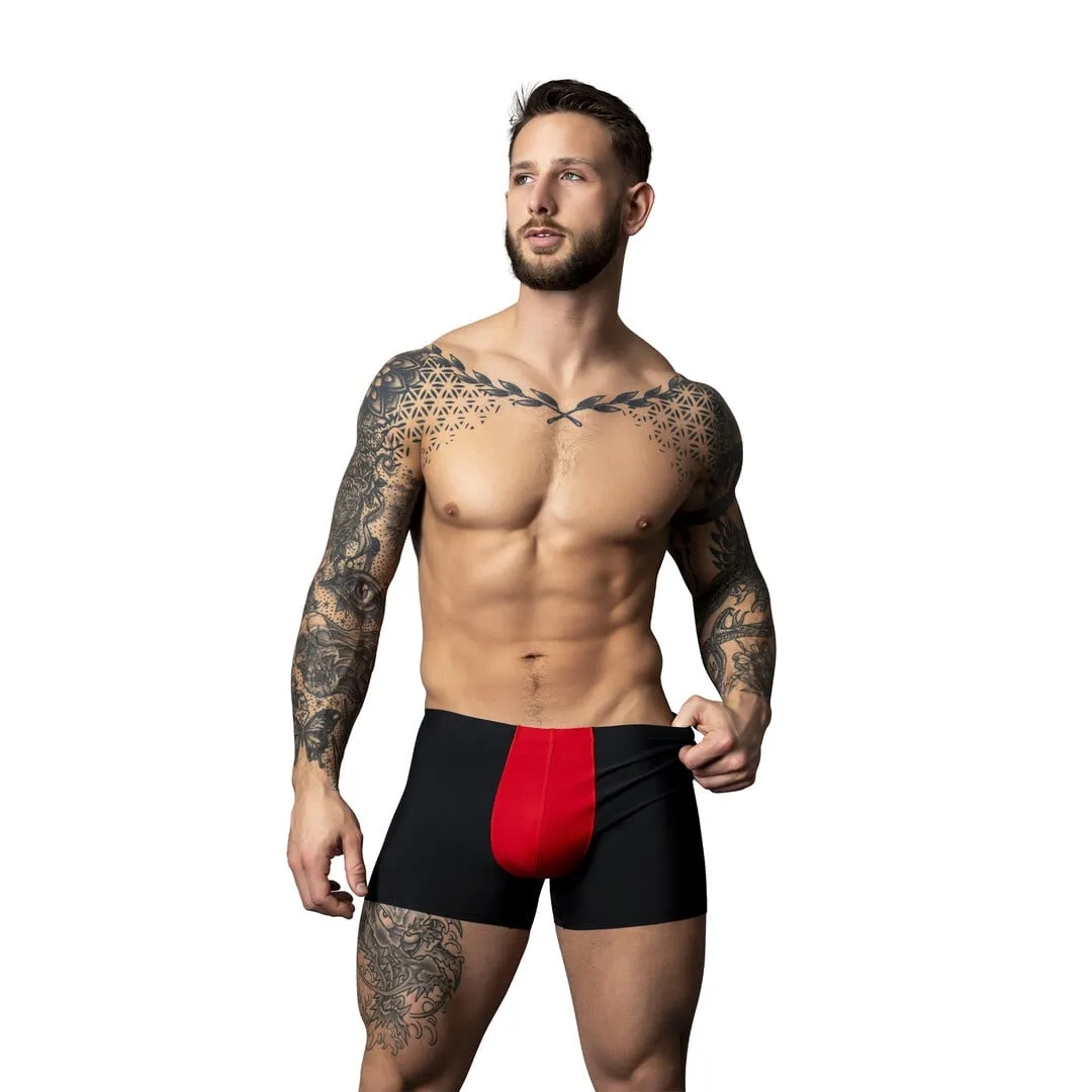 Male Power Pouch Short - L - Zwart/Rood