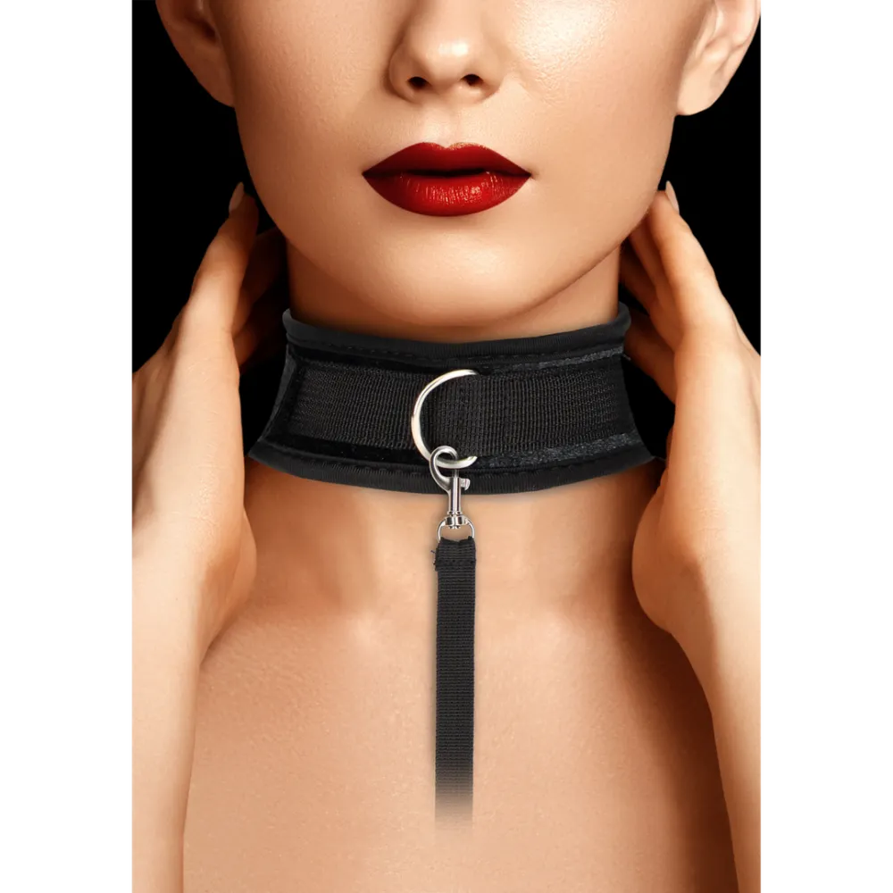 Ouch! by Shots Velvet Verstelbare Halsband met Lijn