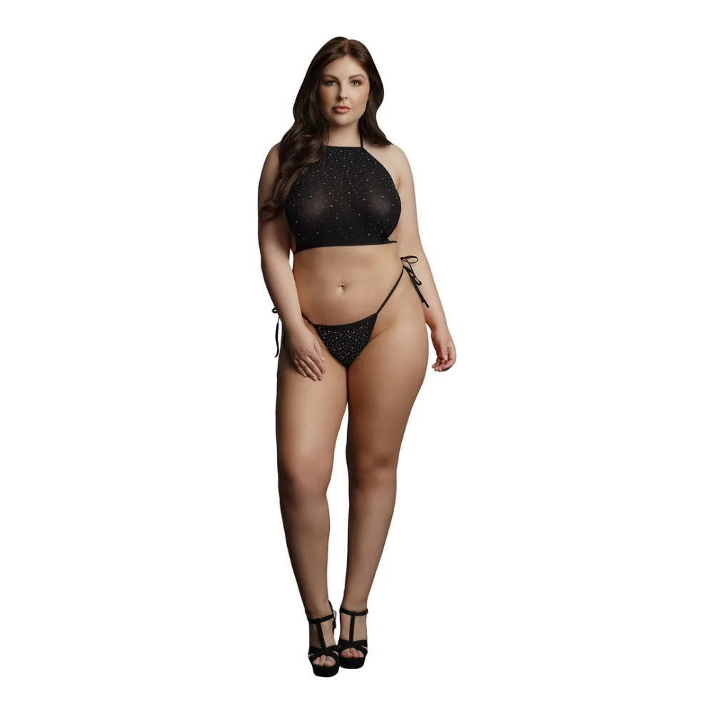 Le Désir by Shots Feestelijke Strass Top en String - Plus Size