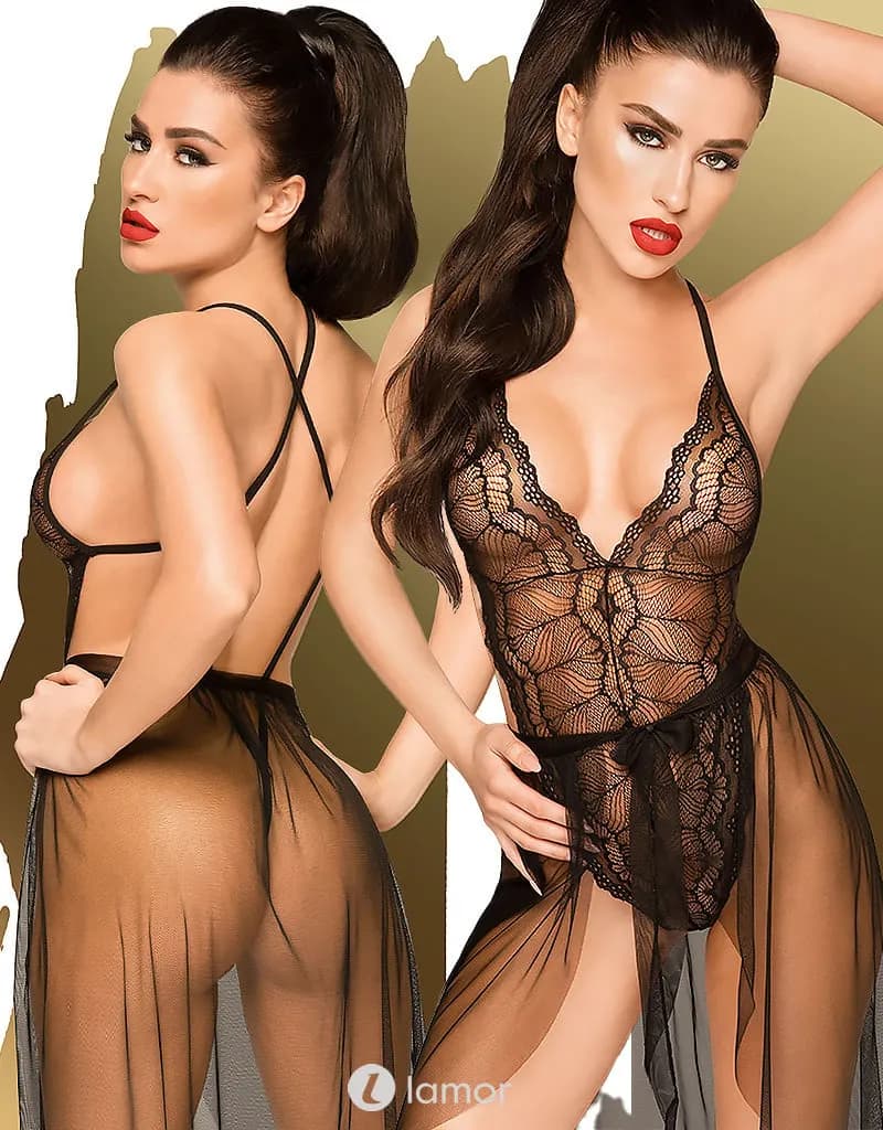 Zwarte stringbody rok Best Forplay (M/L)